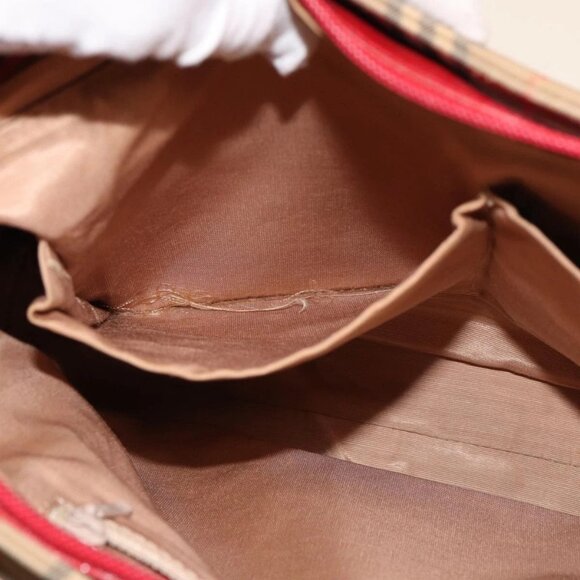 Burberrys Nova Check Tote Bag Canvas Beige Red Auth 78424 - Picture 11 of 16